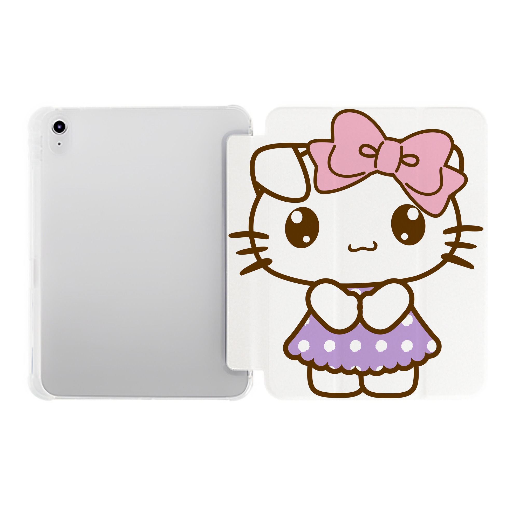 （画像用） Hello Kitty ハローキティ IPad ケース ペン収納付き 三つ折りスタンド PUレザー×シリコン 対応機種9.5/10.5/10.9インチ